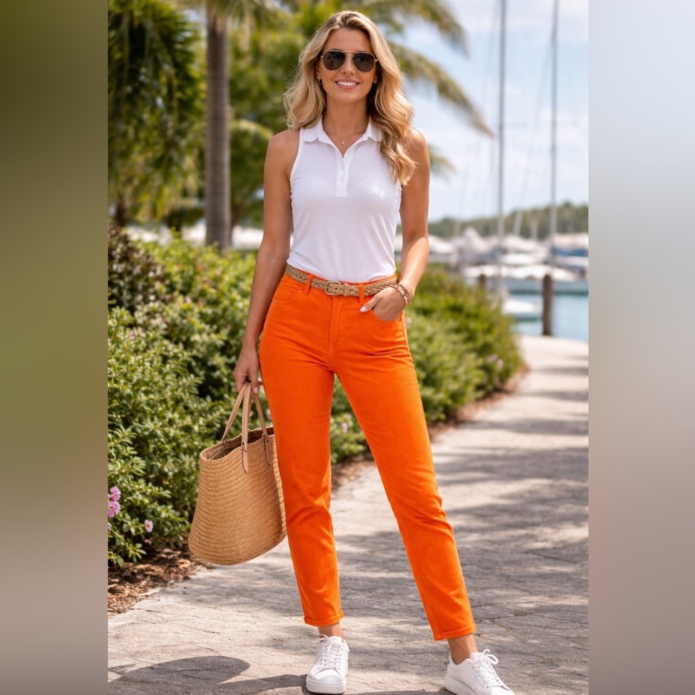 🔥 NWT Vineyard Vines Bright Orange Pants – Size 4 – 🍊corduroy 🔥